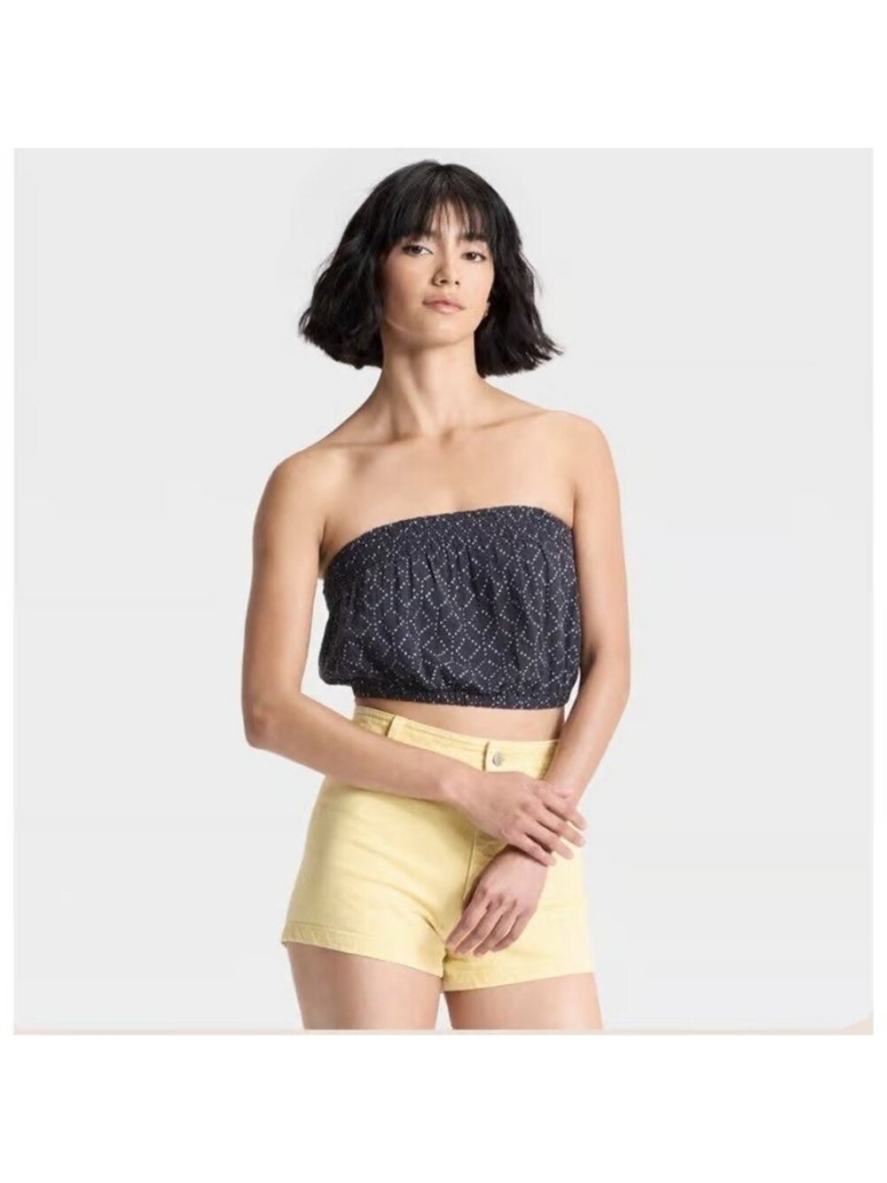 Women Navy Geometric Tube Top Universal Thread XL